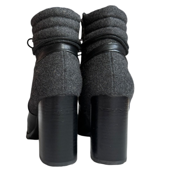 Antonio Melani Leather Flannel Treaded Lug Sole Lace Up Zippered Boot Sz 7 1/2 - Picture 6 of 8